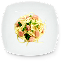 Espagueti con jamón