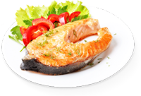 Salmón cocido en seco