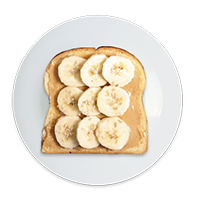 Pan con mantequilla de cacahuate y plátano